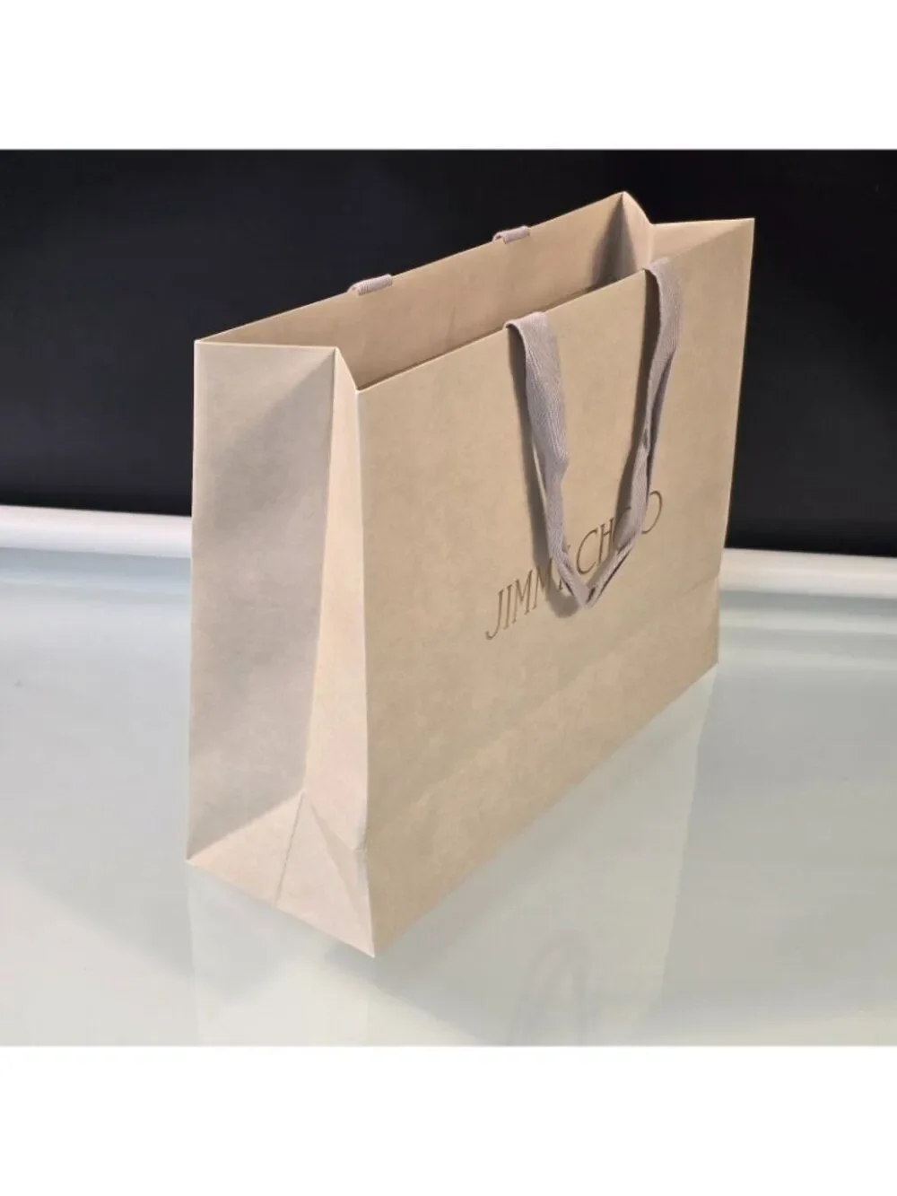 Authentic Jimmy Choo Paper Shopping Bag Beige 11